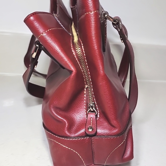 Vintage Leather Liz Claiborne Habdbag, Purse. Red Leather Tote Bag - Picture 10 of 14